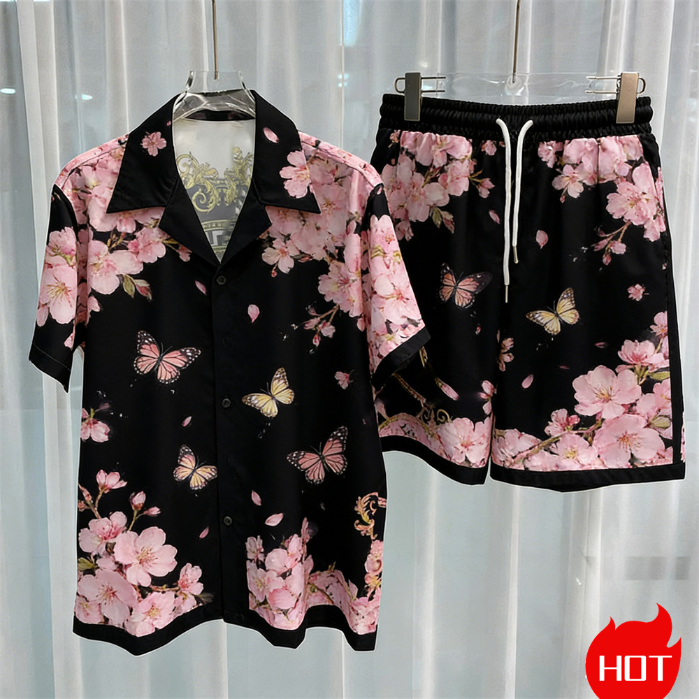 Summer Clothing Trends - Digital printed men's set fashion two-piece