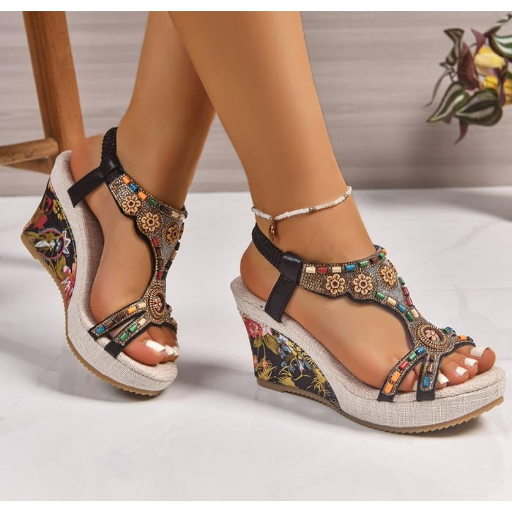 Summer Holiday Clothing Women - Woman Leather Summer Fashion Wedge Female