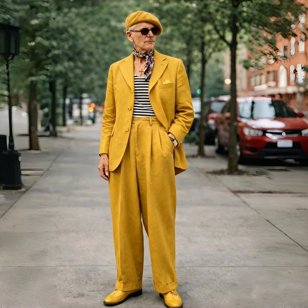 Summer Clothing Men Linen - Brown Linen Men Suits 2 Pieces