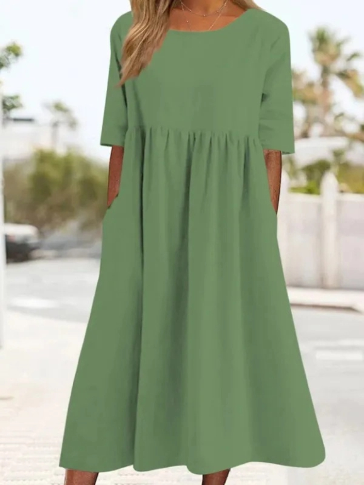 Summer Clothing Colors - New Fashionable Women's Crew Neck Dress