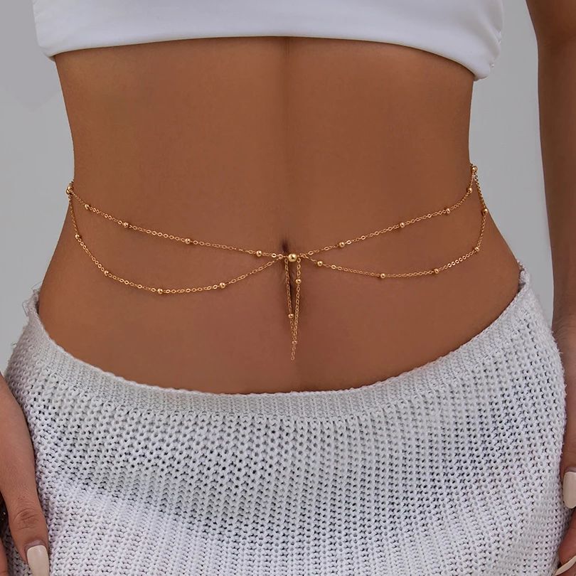 Summer Clothing Colors - KunJoe Multilayer Gold Color Thin Bead