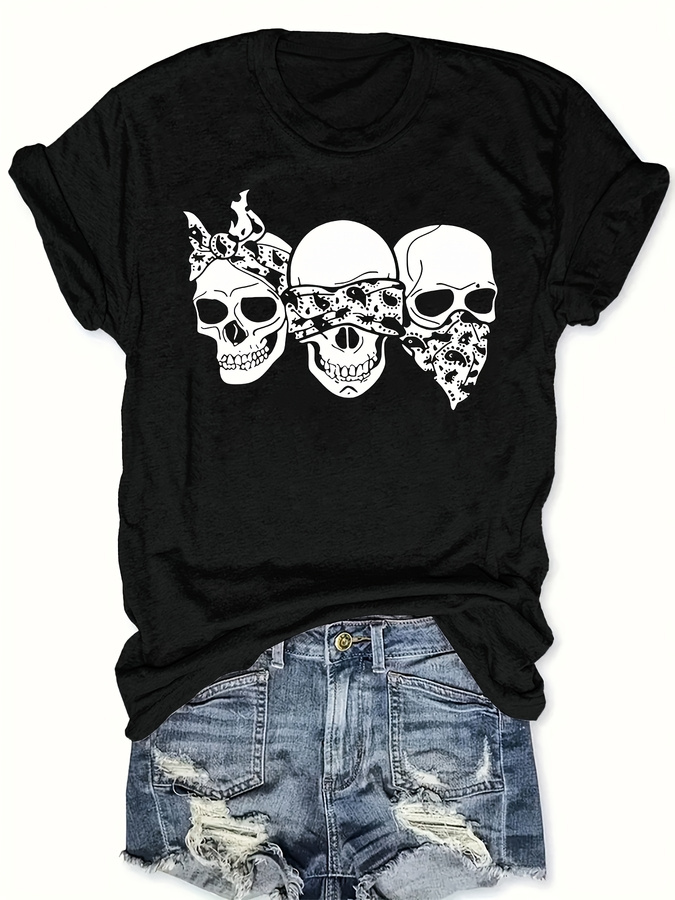 Summer Clothing Trends 2026 - Happy Cartoon Skull T-Shirt, Loose Fit,