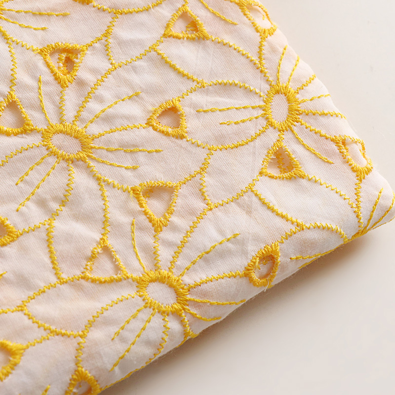 Soft Summer Yellow Clothing - High quality cotton tecido Yellow embroidered