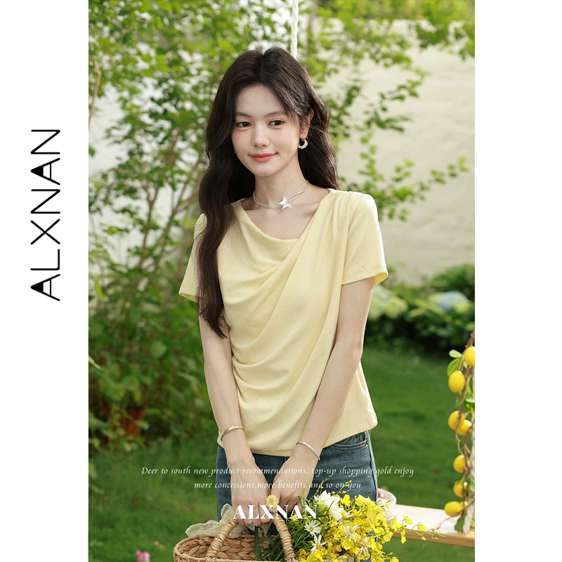 Yellow Summer Clothing - ALXNAN Yellow T-shirts Women 2026 Summer