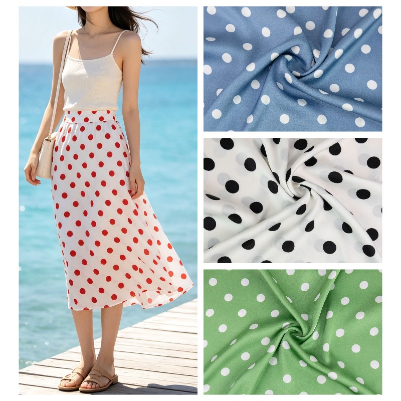 Colorful Polka Dot Satin Chiff - Soft Summer Yellow Clothing ulasan dan harga