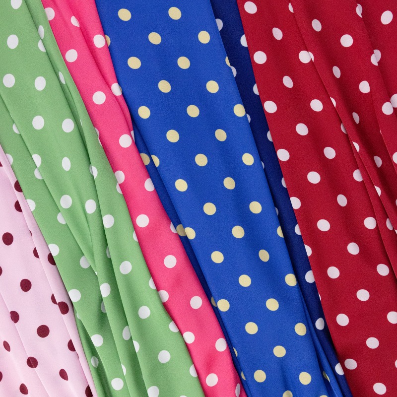 Colorful Polka Dot Satin Chiff - Soft Summer Yellow Clothing ulasan dan harga