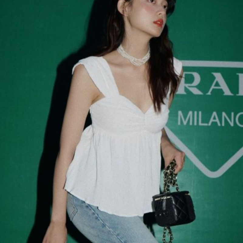 Sleeveless Blouses Women Backl - Crop Blouse Linen ulasan dan harga