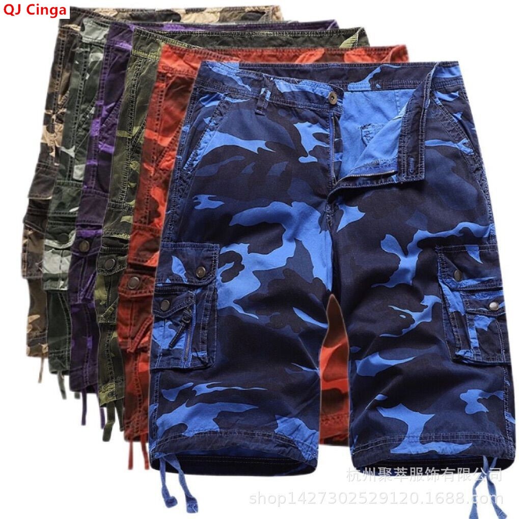 Men's Blue Camouflage Knee-len - Summer Clothing Work ulasan dan harga