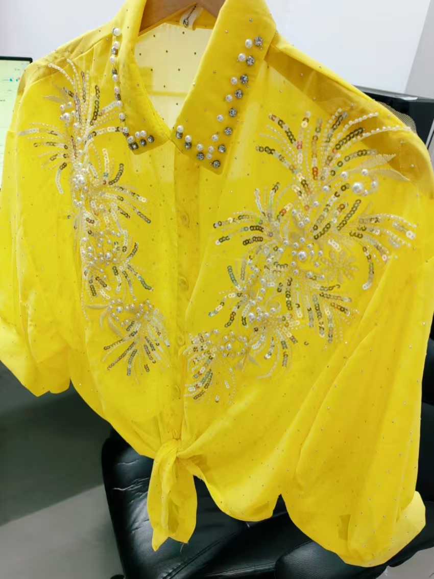 Sparkle Sequines Yellow Chiffo - Yellow Summer Clothing ulasan dan harga