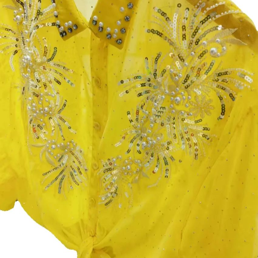 Sparkle Sequines Yellow Chiffo - Yellow Summer Clothing ulasan dan harga