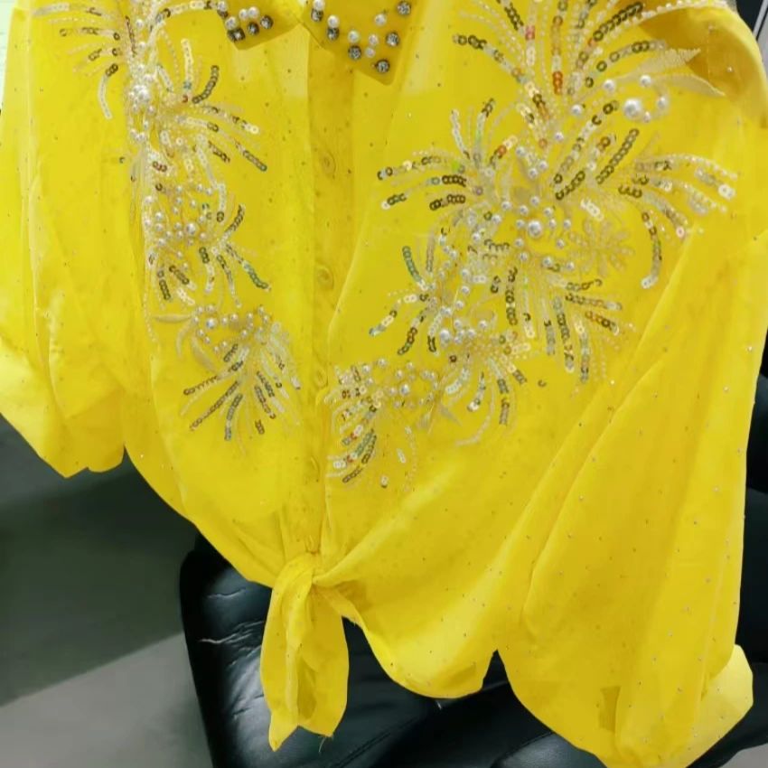 Sparkle Sequines Yellow Chiffo - Yellow Summer Clothing ulasan dan harga