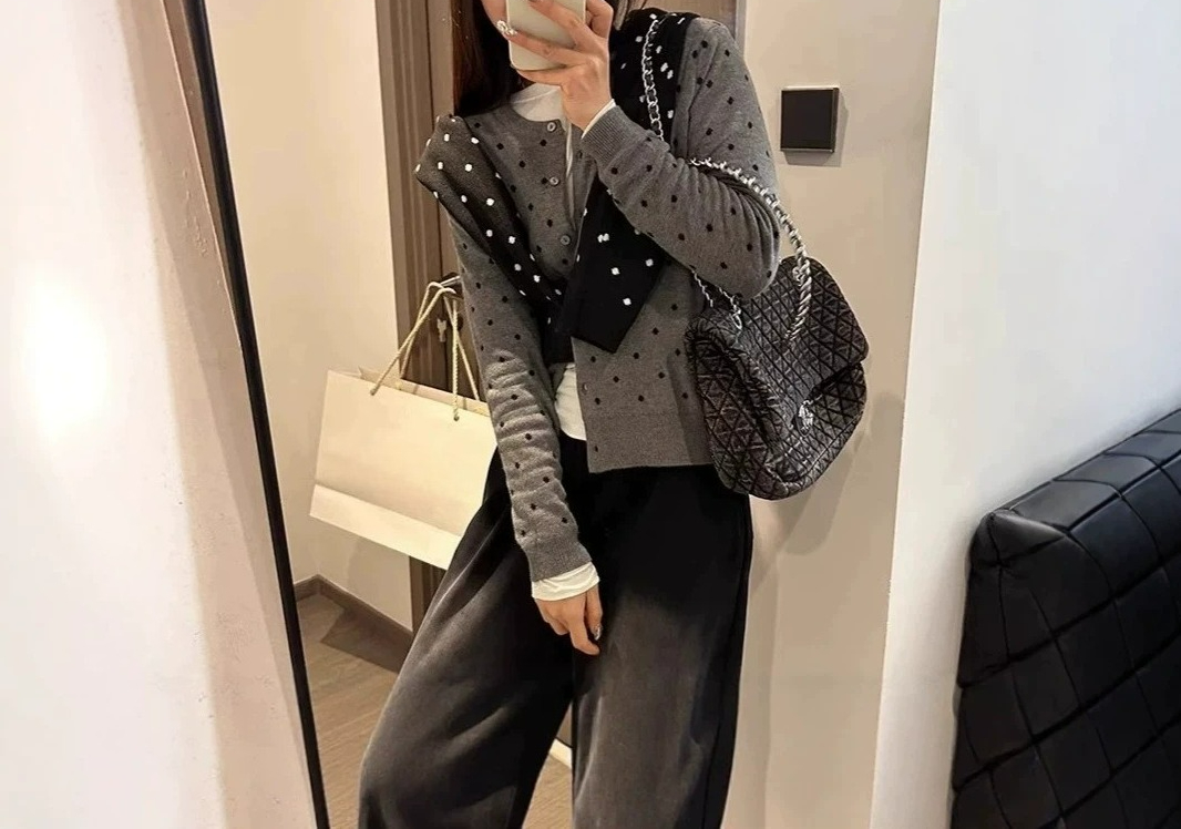 Gray Polka Dot Knitted Cardiga - Crew Clothing Summer Jacket ulasan dan harga