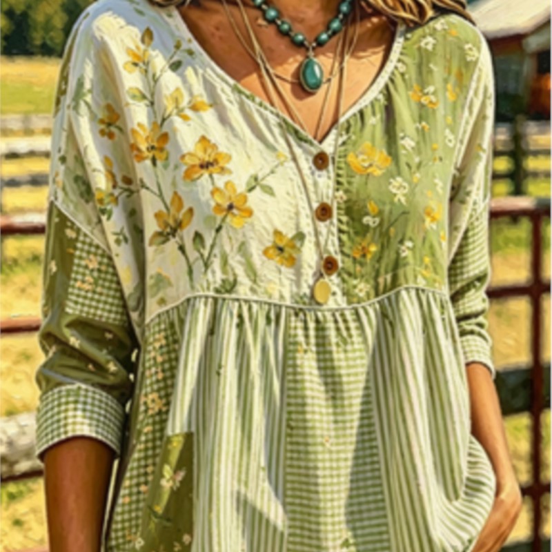 Women's Green Yellow Floral Pa - Yellow Summer Clothing ulasan dan harga