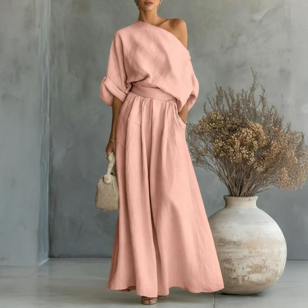 Women Blouse Pants Set Elegant - Off Shoulder Blouse ulasan dan harga