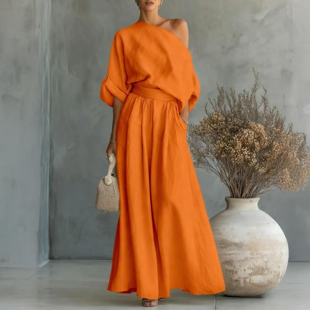 Women Blouse Pants Set Elegant - Off Shoulder Blouse ulasan dan harga