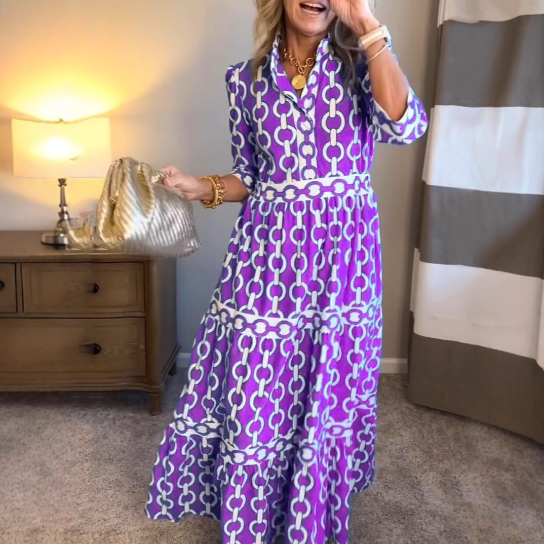 Geometric Print Long Dress Sum - Summer Clothing Amazon ulasan dan harga