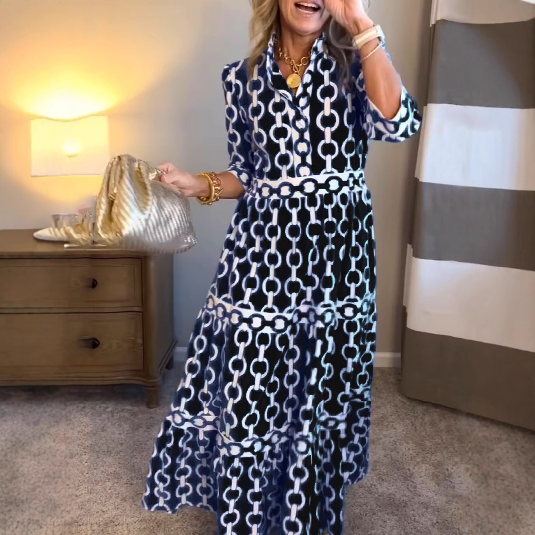 Geometric Print Long Dress Sum - Summer Clothing Amazon ulasan dan harga