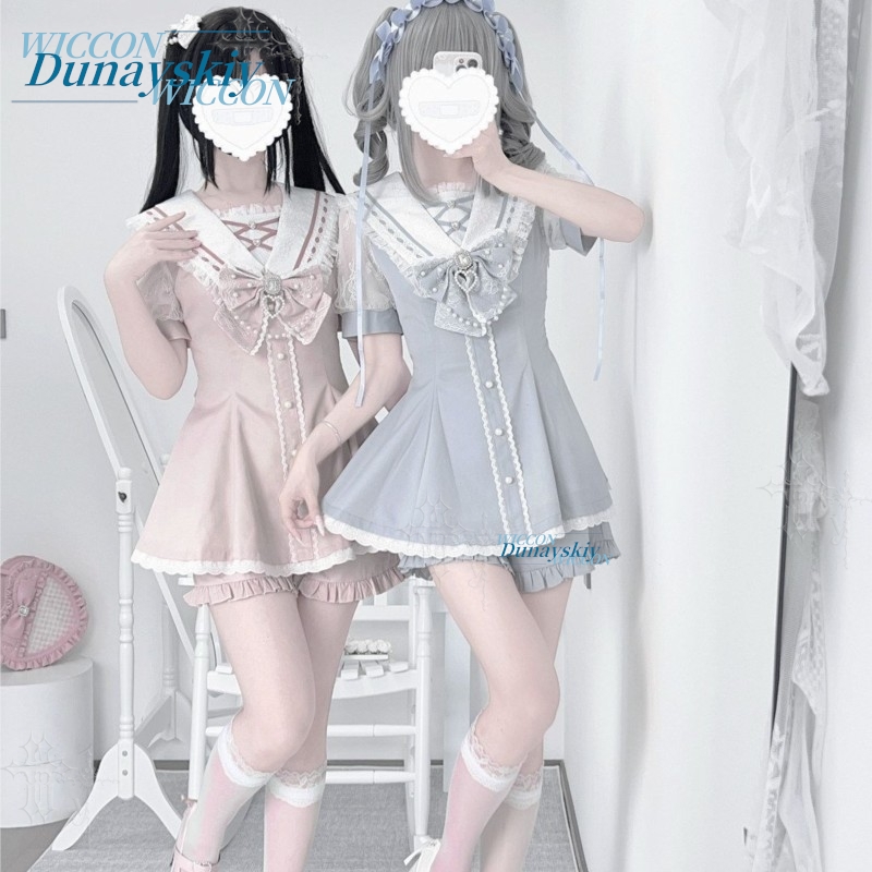 Sailor Collar Dress Set Lace B - Summer Clothing Colors ulasan dan harga