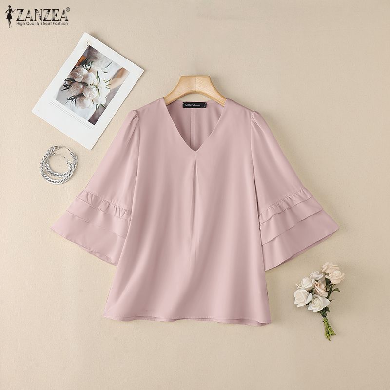 2026 Summer Elegant 3/4 Ruffle - Summer Clothing Work ulasan dan harga