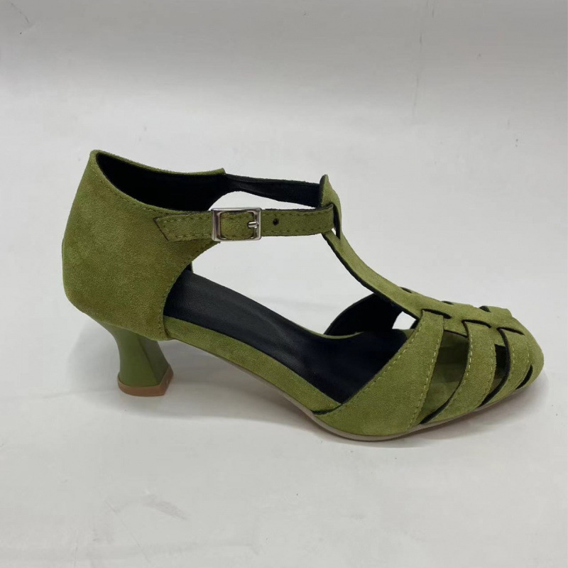 Women's Green Suede Kitten Hee - Summer Holiday Clothing Women ulasan dan harga