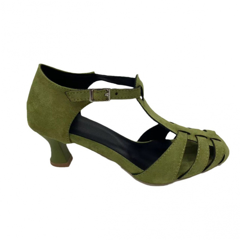 Women's Green Suede Kitten Hee - Summer Holiday Clothing Women ulasan dan harga