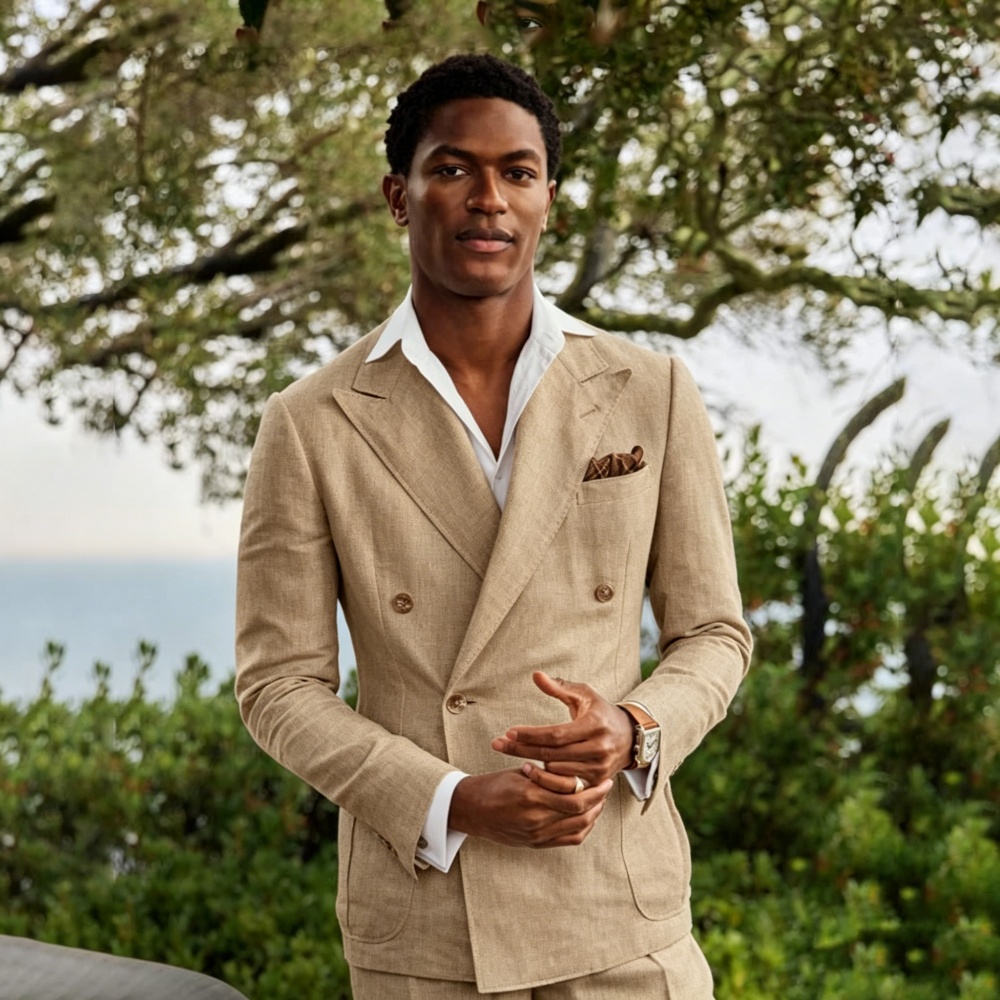 Summer Linen Double Breasted S - Summer Clothing Men Linen ulasan dan harga