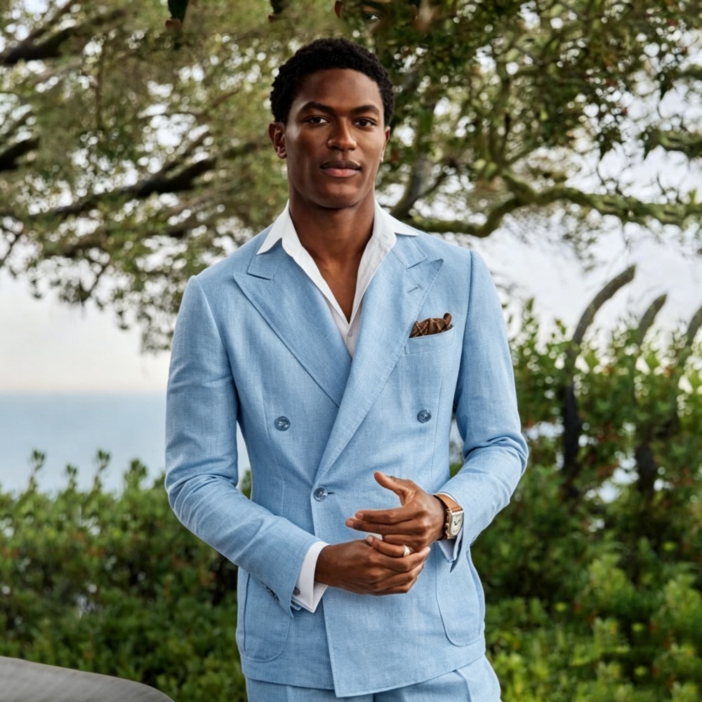Summer Linen Double Breasted S - Summer Clothing Men Linen ulasan dan harga