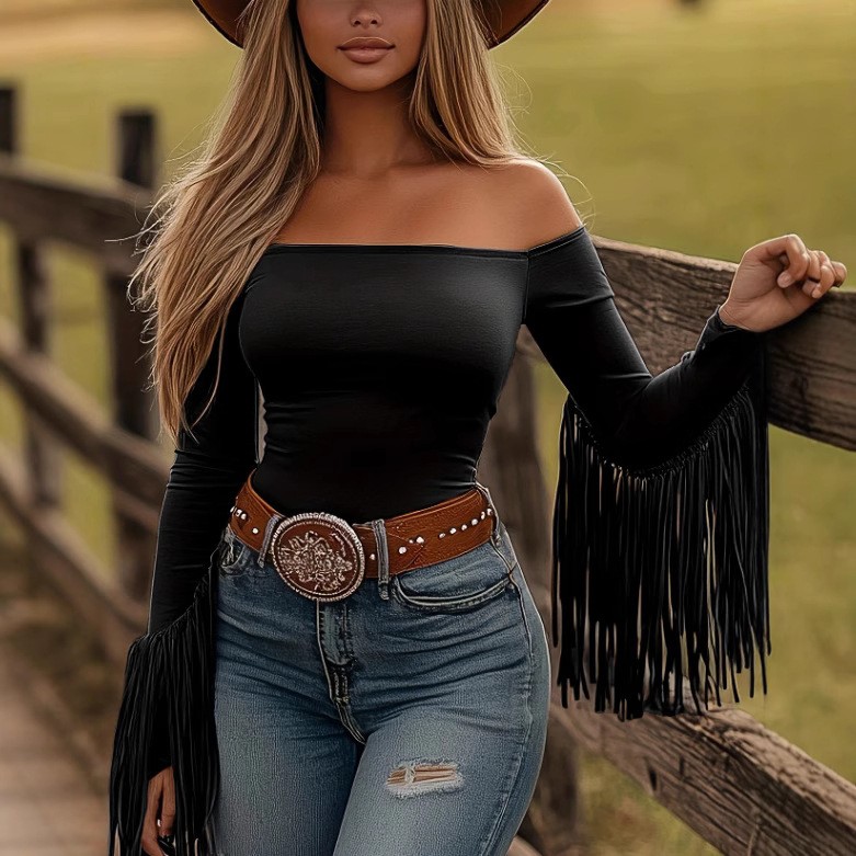 Women Clothes Longsleeve Blous - Off Shoulder Blouse ulasan dan harga