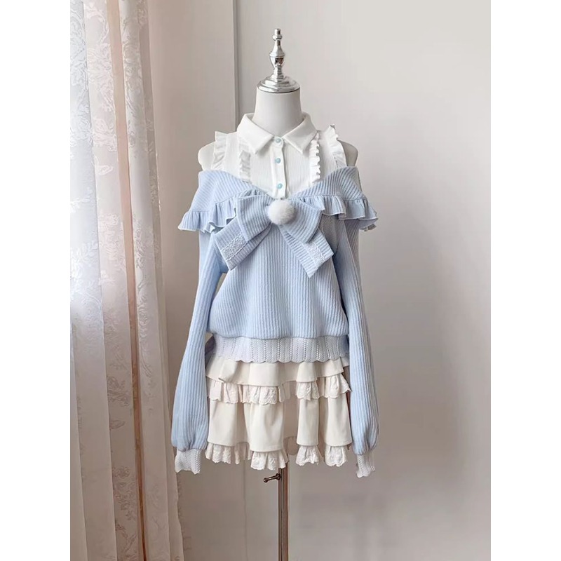 Kawaii Soft Girl Lolita 2 Piec - Off Shoulder Blouse ulasan dan harga
