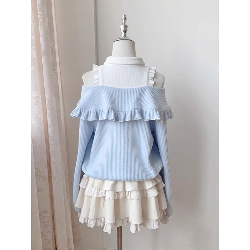 Kawaii Soft Girl Lolita 2 Piec - Off Shoulder Blouse ulasan dan harga