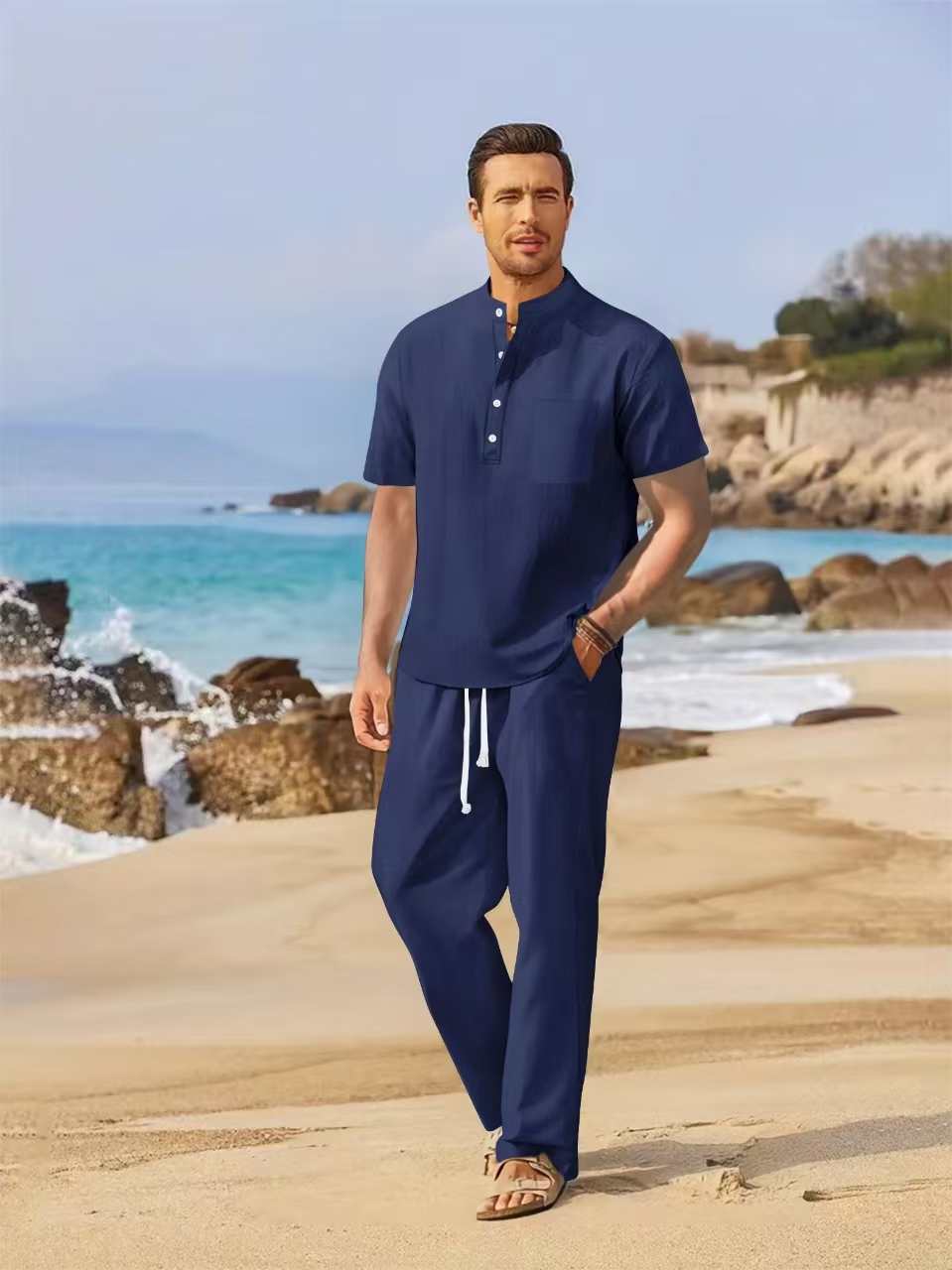 Summer men's cotton and linen  - Summer Clothing Men Linen ulasan dan harga