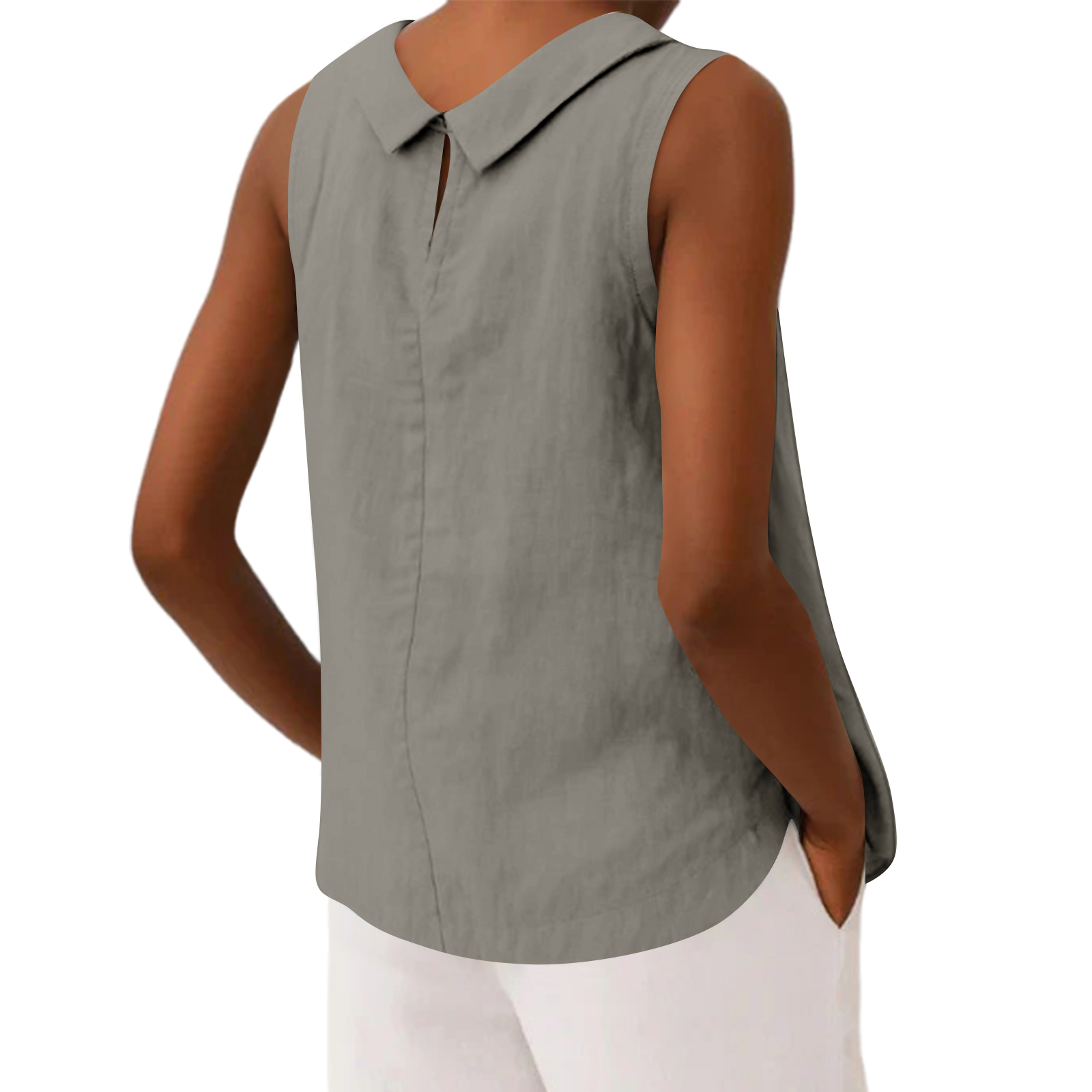Tank Top Blouse Tee Cotton Lin - Crop Blouse Linen ulasan dan harga