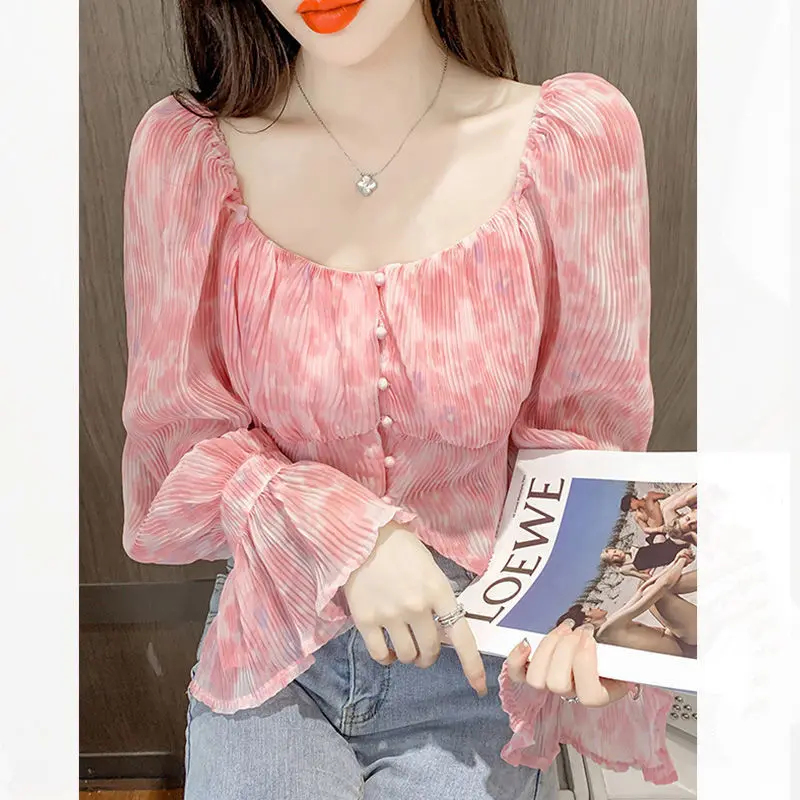 Sexy Kawaii Sweet Square Neck  - Crop Blouse Linen ulasan dan harga
