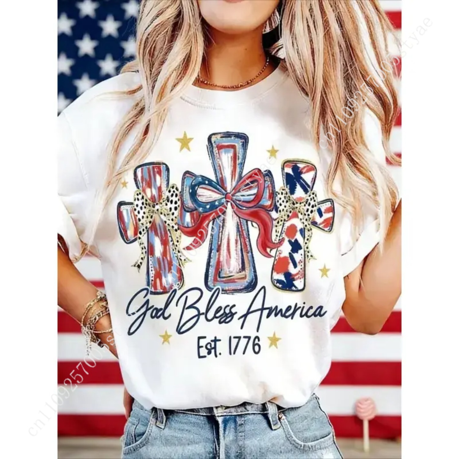 God Bless America Women T-shir - Summer Quilt ulasan dan harga