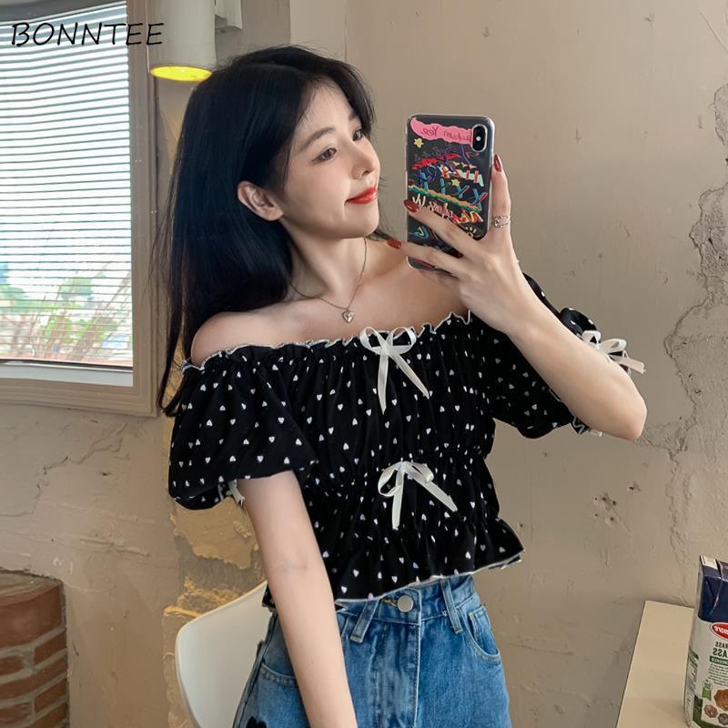 Blouses Women Summer French Pu - Crop Blouse Linen ulasan dan harga
