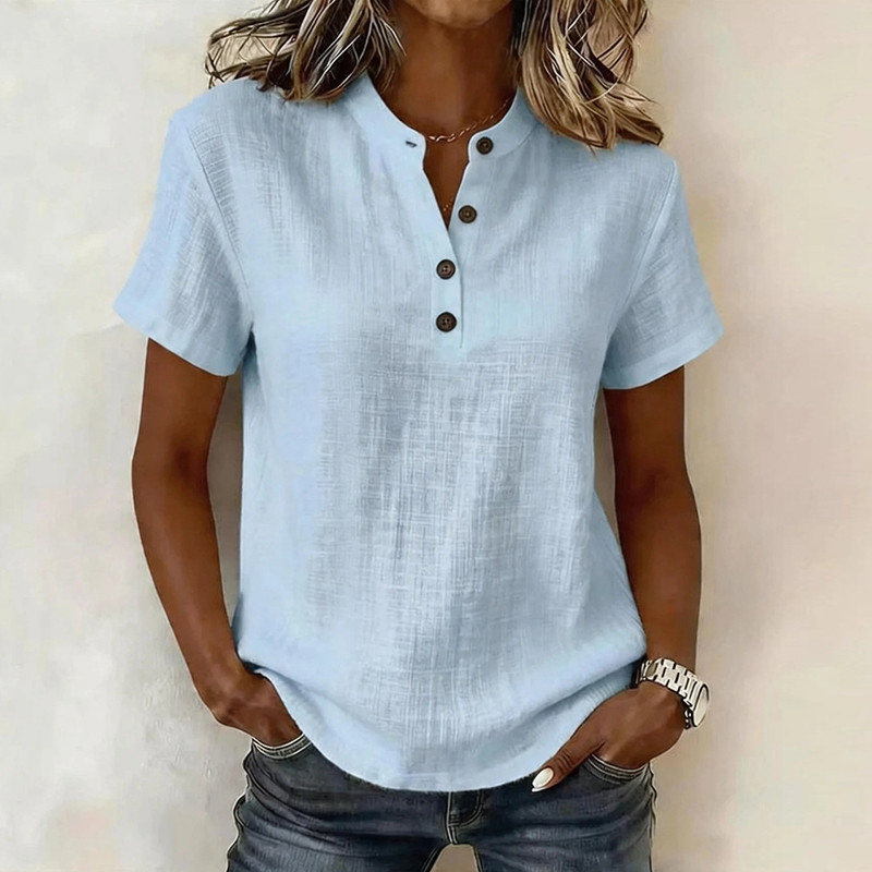 Summer Short Sleeve Basic Blou - Summer Clothing Men Linen ulasan dan harga