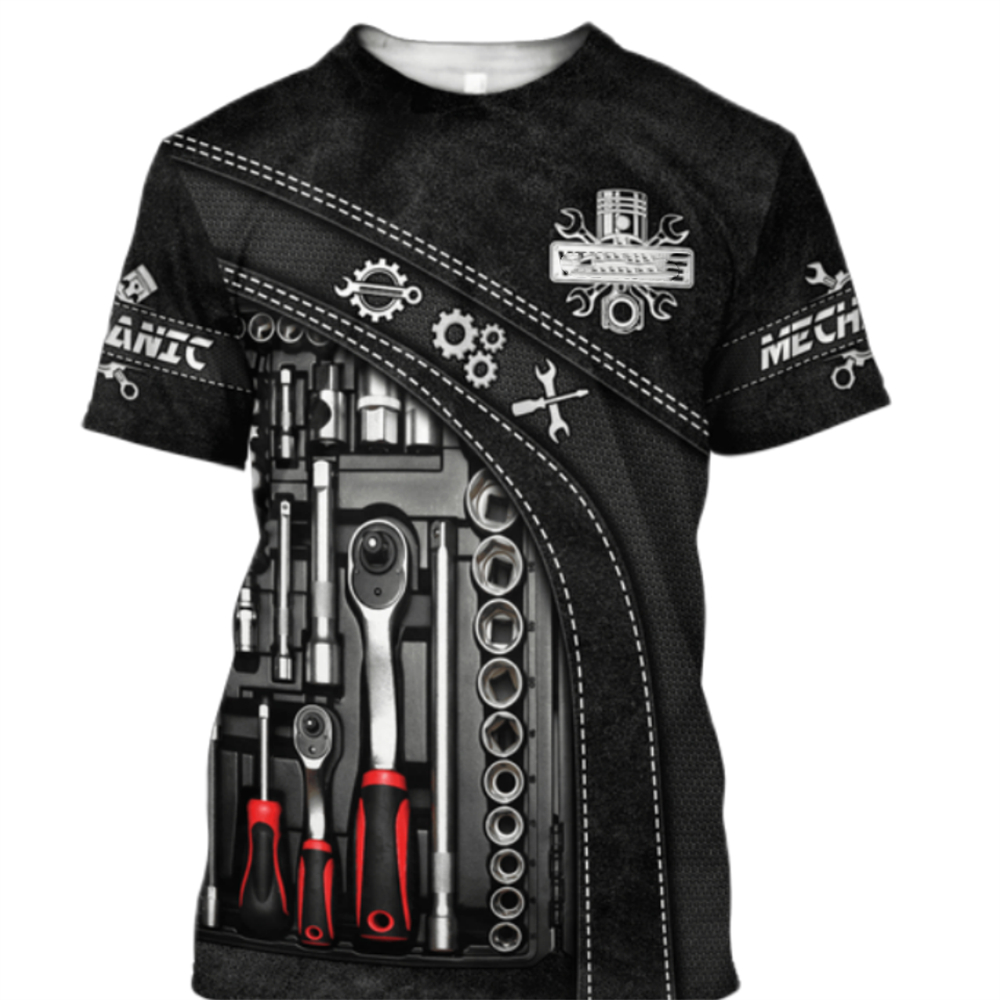 Vintage T-Shirt Mechanic 3D Pr - Summer Clothing Name ulasan dan harga