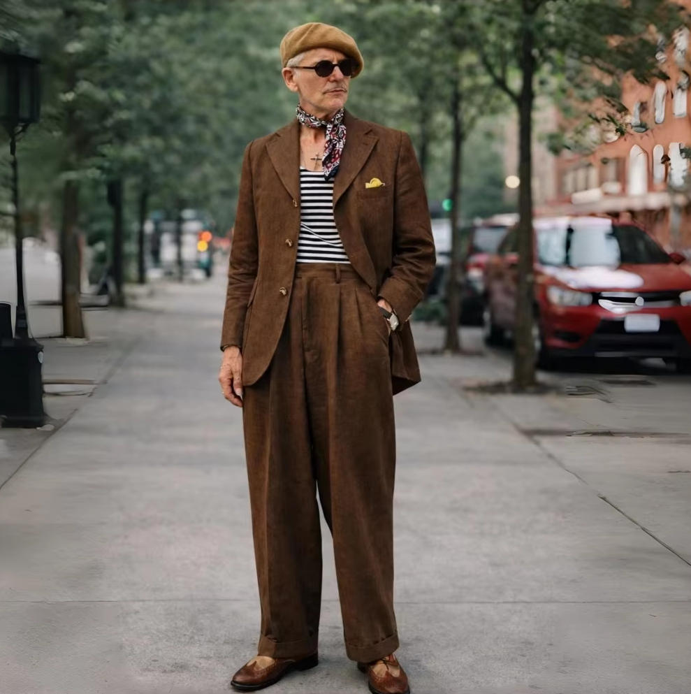 Brown Linen Men Suits 2 Pieces - Summer Clothing Men Linen ulasan dan harga