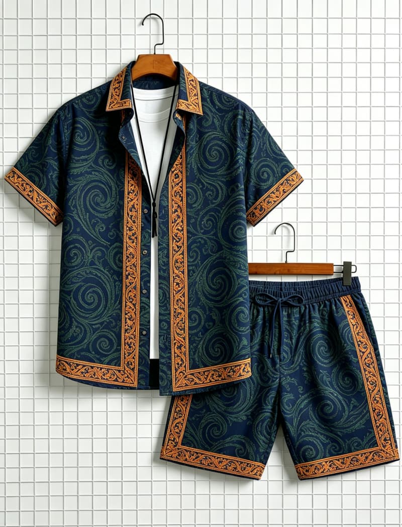 Men's ethnic border printed sh - Summer Clothing Trends ulasan dan harga
