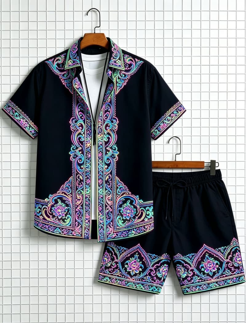 Men's ethnic border printed sh - Summer Clothing Trends ulasan dan harga