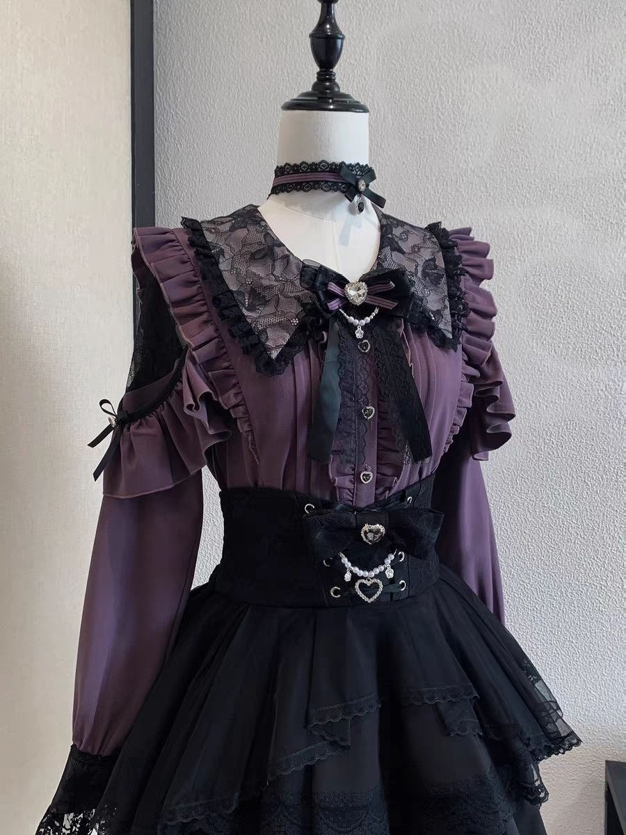 Harajuku Kawaii Skirt Sets Wom - Off Shoulder Blouse ulasan dan harga