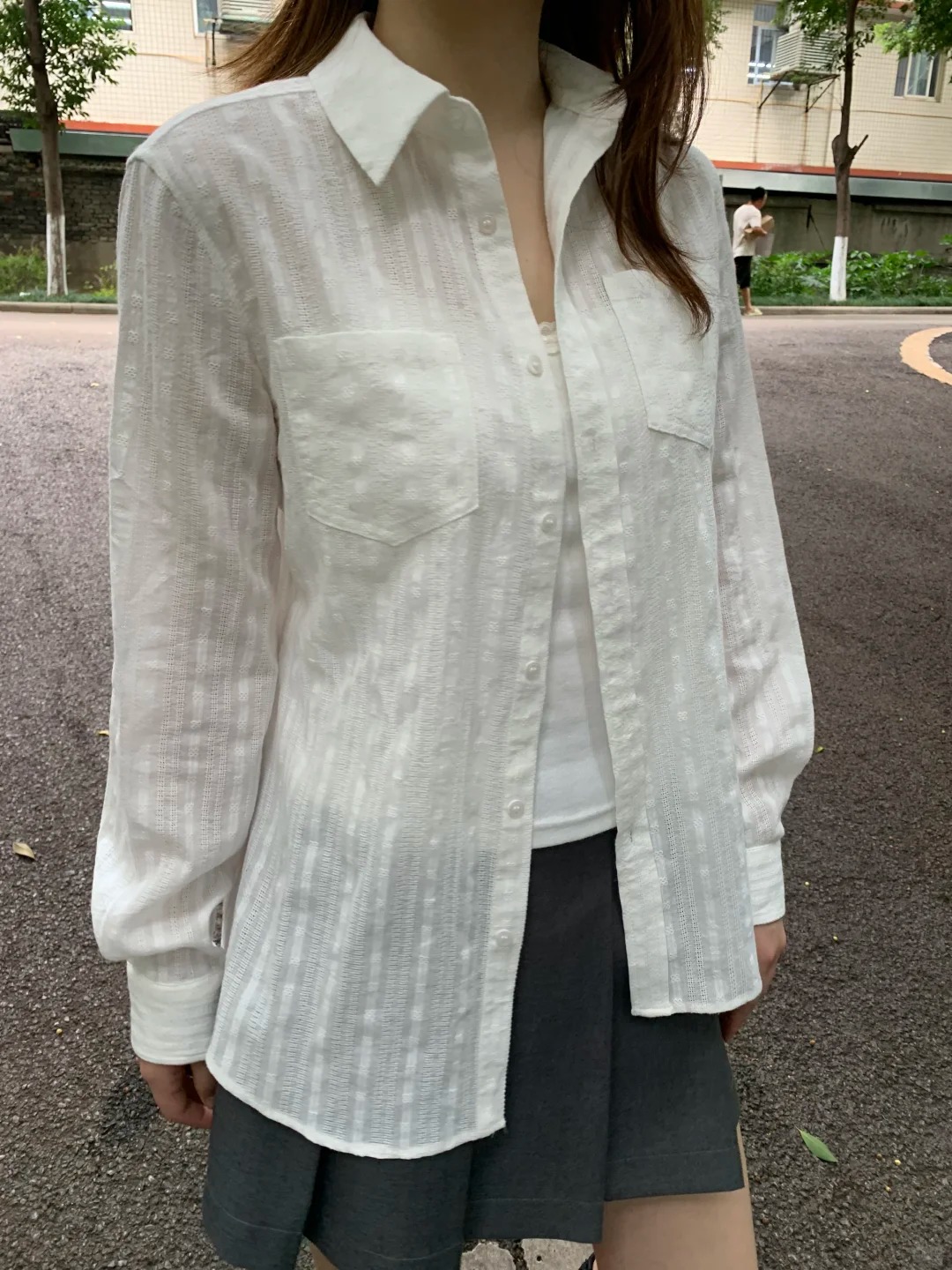 Linen Cotton Collar Buttons Bl - Crop Blouse Linen ulasan dan harga