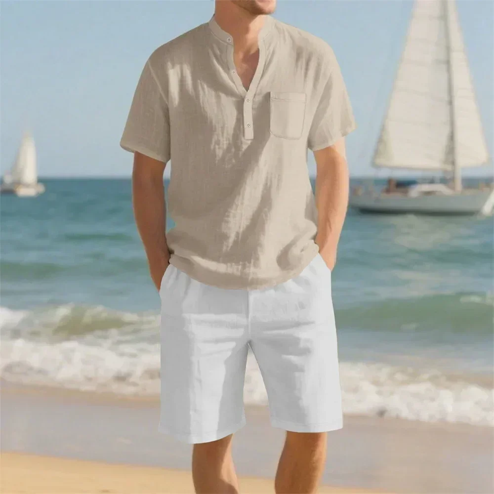 Men's Summer Sets Vacation Bea - Summer Clothing Men Linen ulasan dan harga