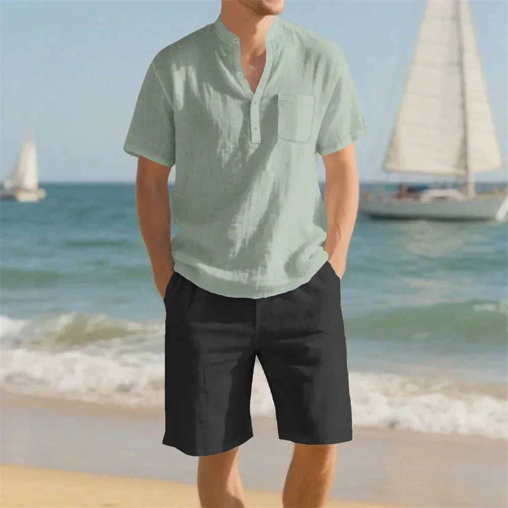 Men's Summer Sets Vacation Bea - Summer Clothing Men Linen ulasan dan harga