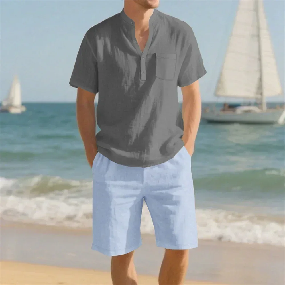 Men's Summer Sets Vacation Bea - Summer Clothing Men Linen ulasan dan harga