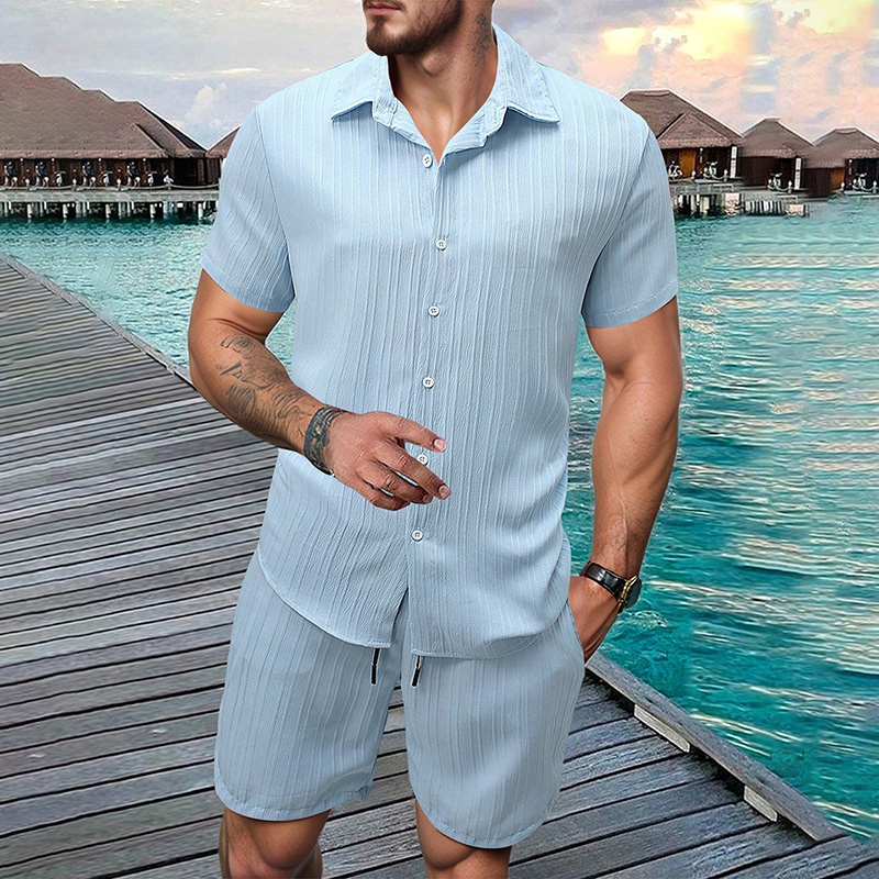 2026 New Men Vertical Wrinkle  - Summer Clothing Trends ulasan dan harga