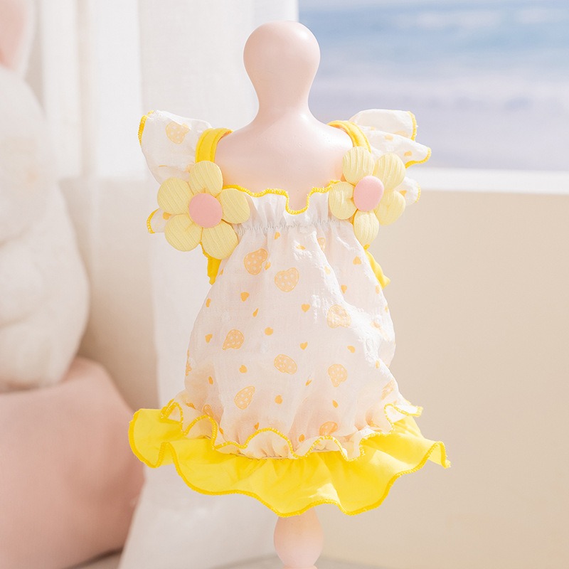 Yellow Love Dog Clothes Summer - Soft Summer Yellow Clothing ulasan dan harga