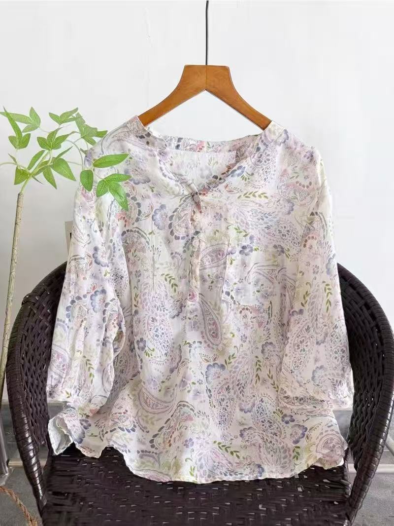 100% Ramie shirts for women su - Japan Summer Clothing Women ulasan dan harga