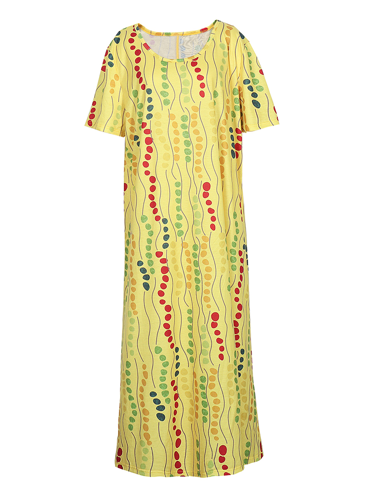 Plus Size Yellow Printed Midi  - Yellow Summer Clothing ulasan dan harga