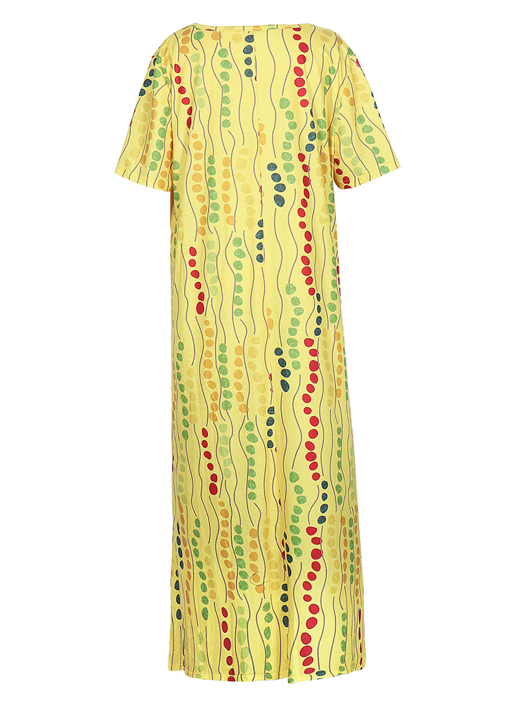 Plus Size Yellow Printed Midi  - Yellow Summer Clothing ulasan dan harga